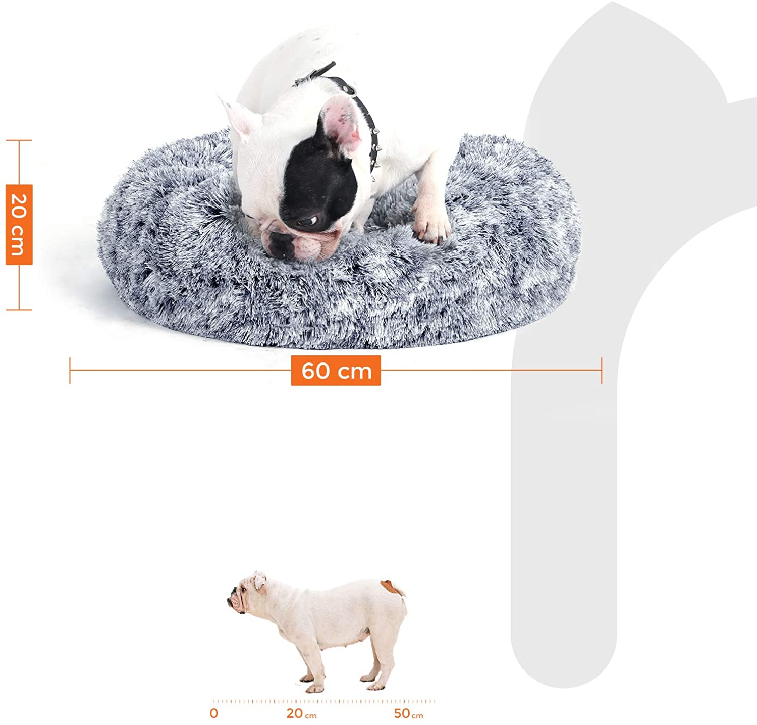 FEANDREA Plyšový okrúhly pelech pre psov 60 cm – Obrázok 5