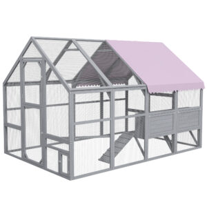 PAWHUT XL drevený kurník so strechou pre 8-12 sliepok 280 x 188 x 186 cm