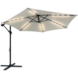 Avenberg Veľký nastaviteľný slnečník Sunny LED300, béžový