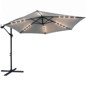 Avenberg Veľký nastaviteľný slnečník Sunny LED300, sivý