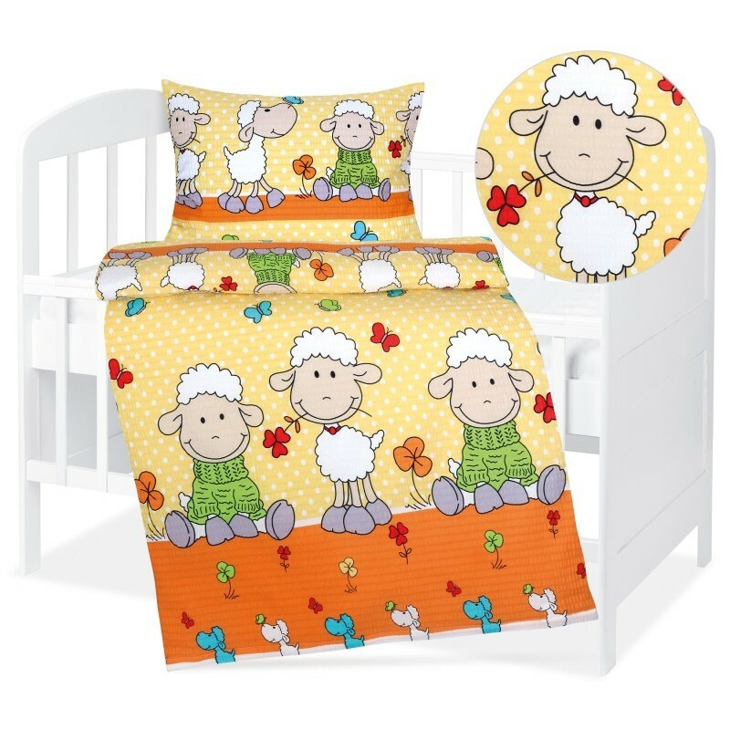 Bellatex Detské krepové obliečky do postieľky Agáta Ovečka žltá 90 x 135 cm, 45 x 60 cm – Obrázok 2
