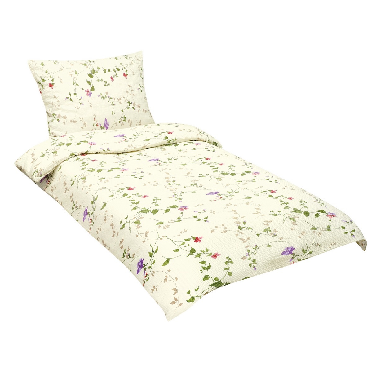 Bellatex Krepové obliečky Fialky smotanová, 140 x 220 cm, 70 x 90 cm – Obrázok 3