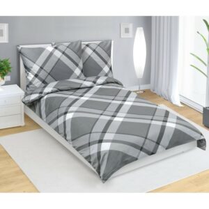 Bellatex Saténové povlečení Káro šedá , 140 x 220cm, 70 x 90 cm, 140 x 220 cm, 70 x 90 cm