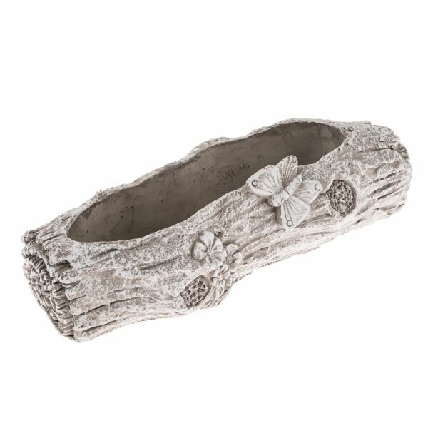 Betónový kvetináč Kmeň s motýľom, 29,5 x 8 x 11 cm