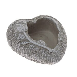 Betónový obal na kvetináč Srdce s vetvičkou šedá,16 x 6,5 cm