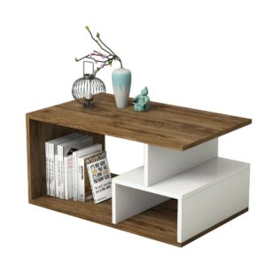 Konferenčný stolík Arte White and Dark Walnut
