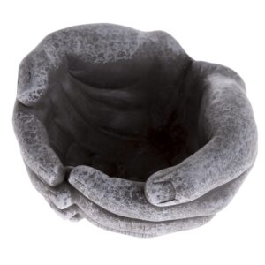 Pietna dekorácia Betónový kvetináč Ruky, 16 x 8,5 x 15 cm