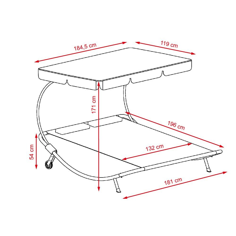 Relaxačné lehátko pre 2 osoby Craftfield Bahama,sivé – Obrázok 2