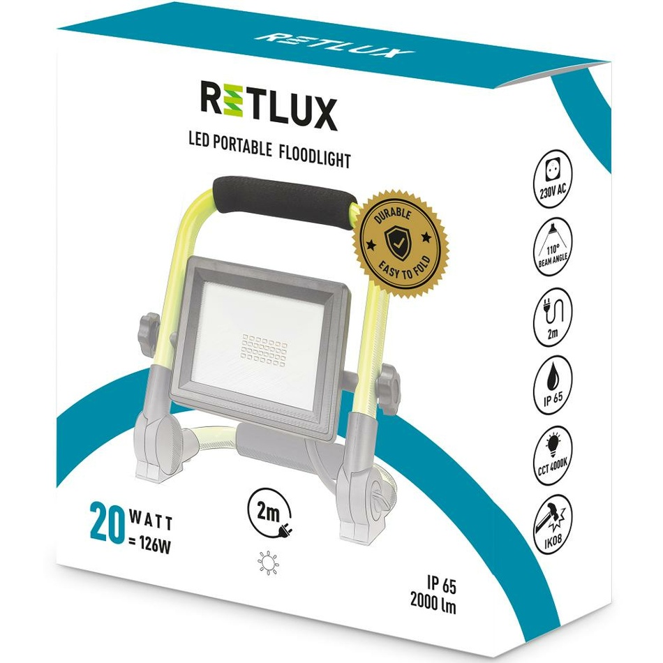 Retlux RPL 202 Pracovný LED reflektor, 20 W, 2000 lm – Obrázok 6