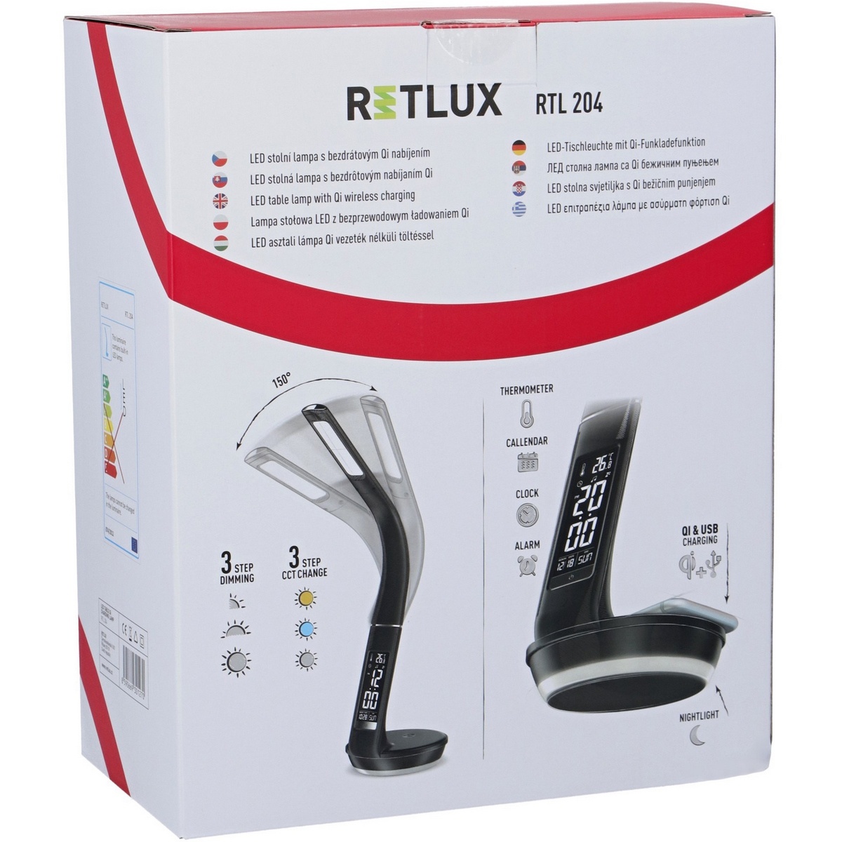 Retlux RTL 204 Stolová LED lampa s displejom a Qi dobíjaním čierna, 6 W – Obrázok 15