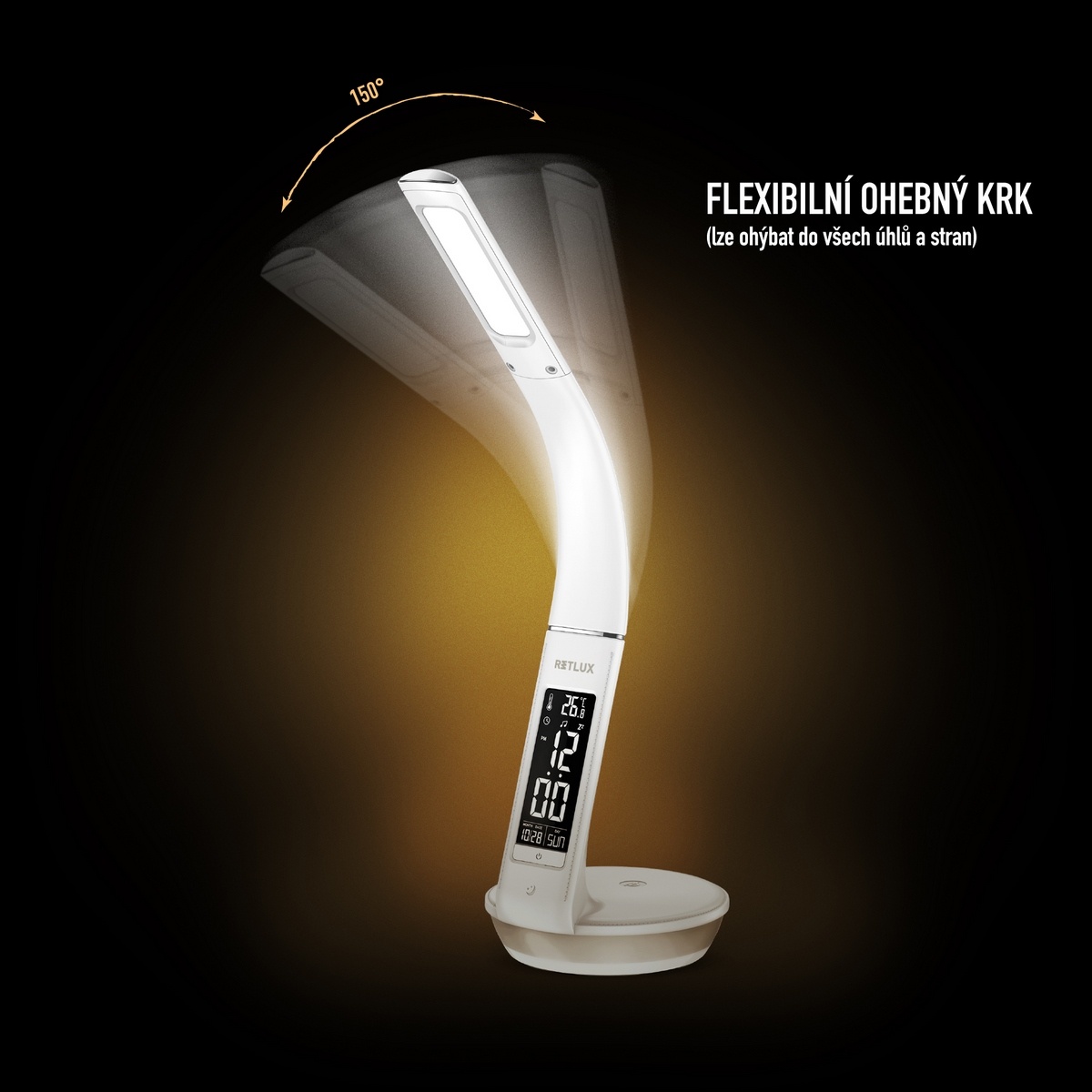 Retlux RTL 204 Stolová LED lampa s displejom a Qi dobíjaním čierna, 6 W – Obrázok 5