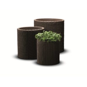 Sada kvetináčov Keter Cylinder S+M+L, hnedá