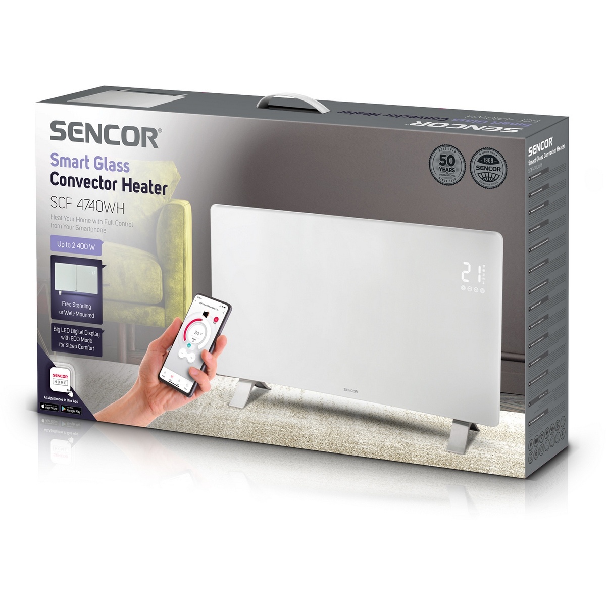 Sencor SCF 4740WH konkávny konvektor, biela – Obrázok 14
