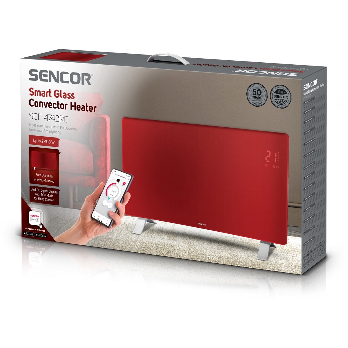 Sencor SCF 4742RD konkávny konvektor, červená – Obrázok 14