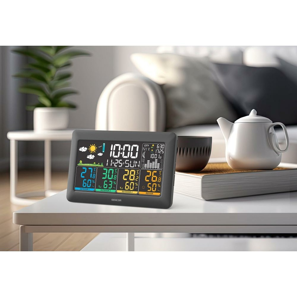 Sencor SWS 6300 meteostanica s 3 bezdrôtovými senzormi, čierna – Obrázok 6