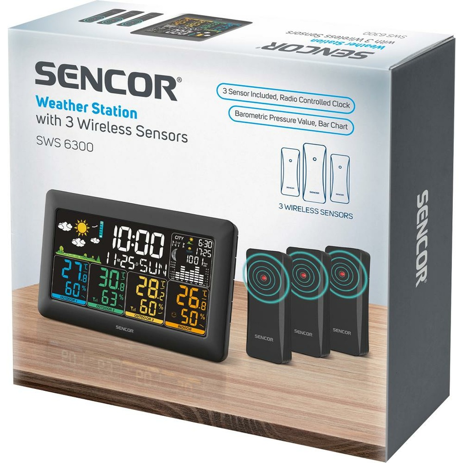 Sencor SWS 6300 meteostanica s 3 bezdrôtovými senzormi, čierna – Obrázok 8