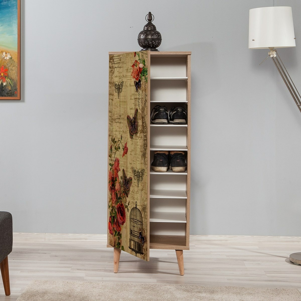 Skrinka na topánky Mega Sonoma Oak Roses – Obrázok 3