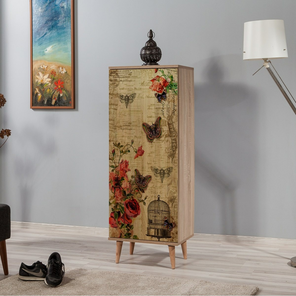 Skrinka na topánky Mega Sonoma Oak Roses – Obrázok 4