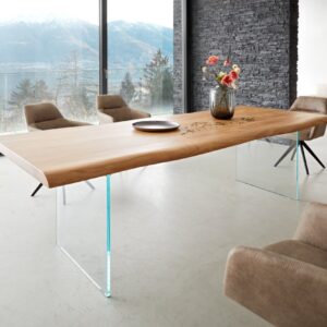 Jedálenský stôl Edge 260×100 XL akácia prírodná sklo Live-Edge