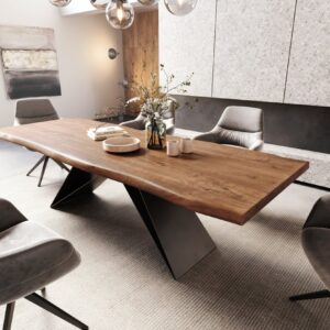 Jedálenský stôl Edge 260×100 XL akácia hnedá podstava v tvare V plochá