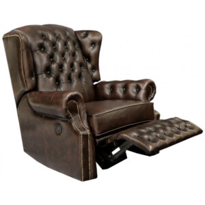 Elektrické polohovacie kreslo Chesterfield Stunning z pravej hovädzej kože Brown