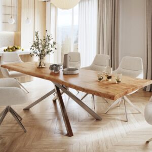 Jedálenský stôl Edge 280×100 XL akácia prírodná krížová podstava