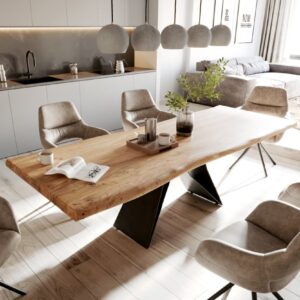 Jedálenský stôl Edge 260×100 XL akácia prírodná podstava v tvare