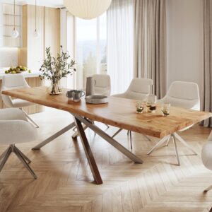 Jedálenský stôl Edge 300×100 XL akácia prírodná krížová podstava