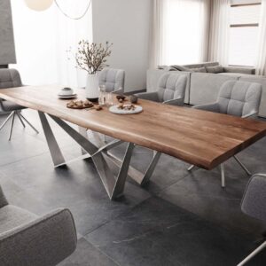 Jedálenský stôl Edge 300×100 XL akácia hnedá Spider plochá oceľ