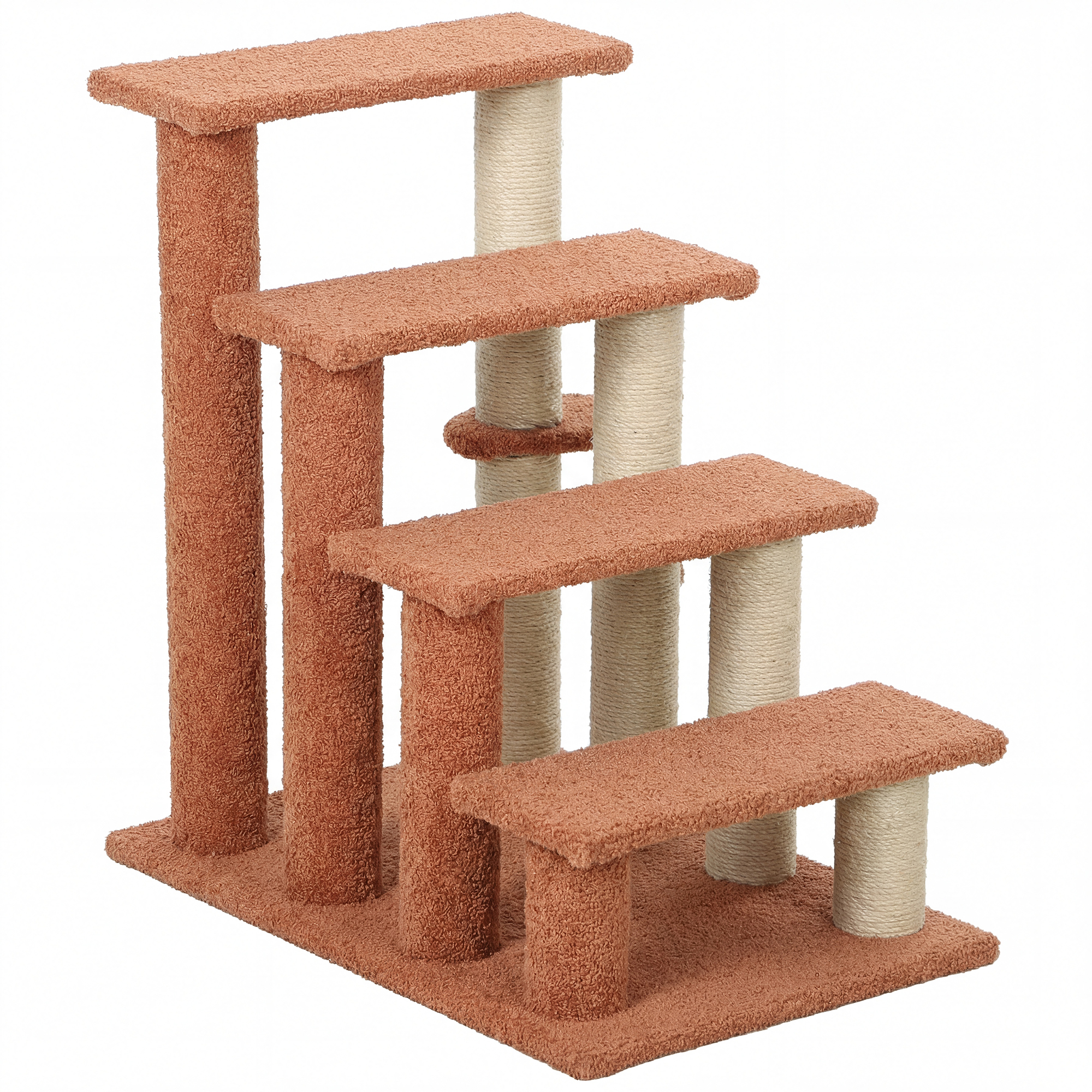 PAWHUT Schody pre psy a mačky 4 stupne plyšové 60 x 40 x 64 cm oranžové – Obrázok 2