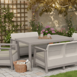 KETER Záhradný set SCANDI LINDI FIESTA | Pebble Grey / Soft beige