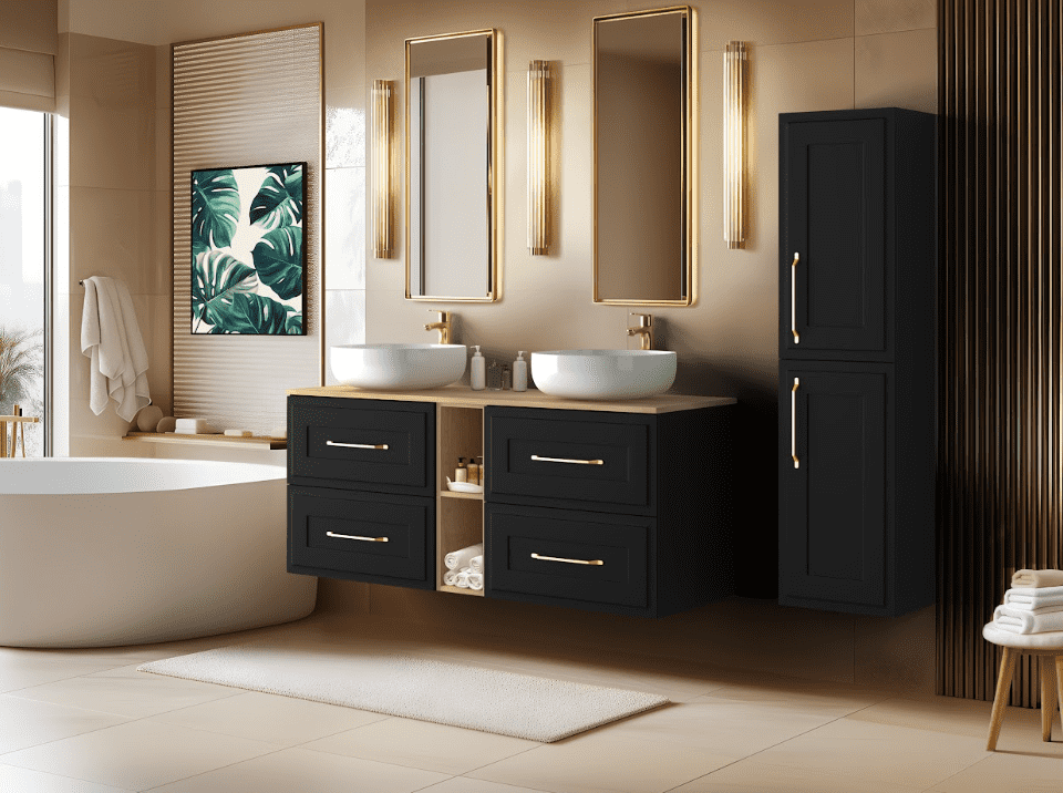 Elvisia Vysoká skrinka do kúpeľne CLASSIC Black – Obrázok 3