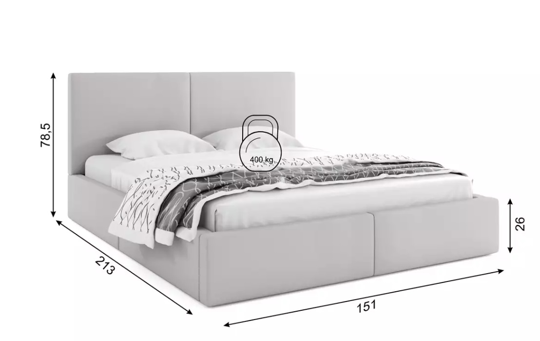 Elvisia Posteľ HILTON s výklopným roštom | cashmere 140 x 200 cm – Obrázok 2