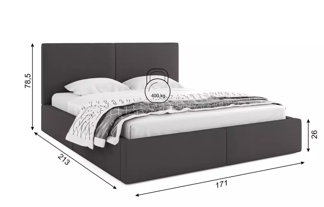 Elvisia Posteľ HILTON s výklopným roštom | grafitová 160 x 200 cm – Obrázok 3