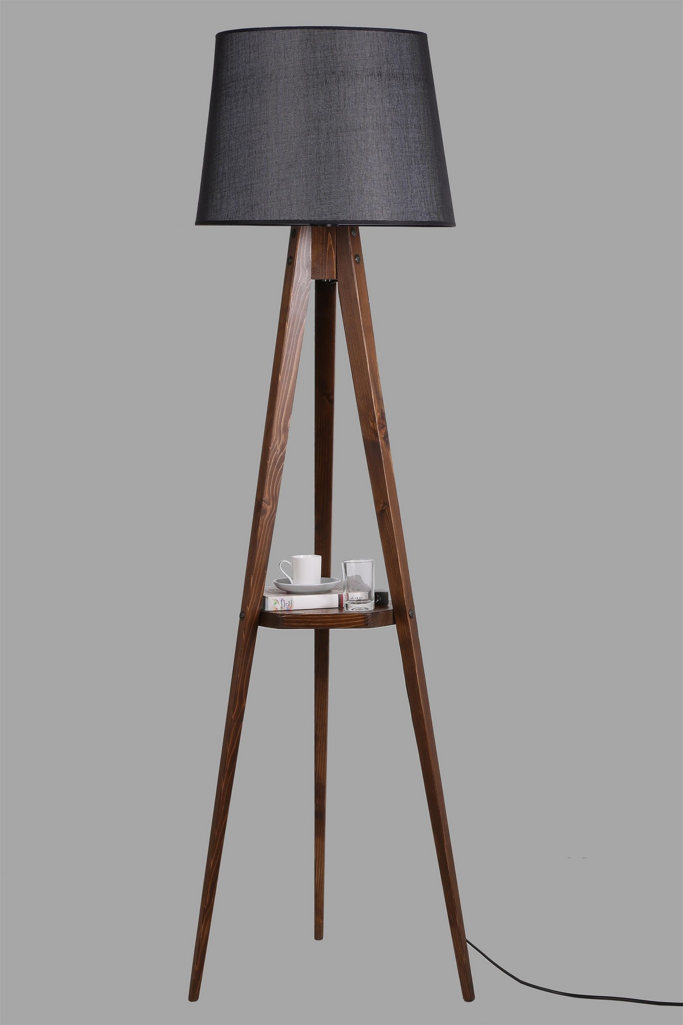 ASIR Stojacia lampa LAMBADER čierny orech – Obrázok 2