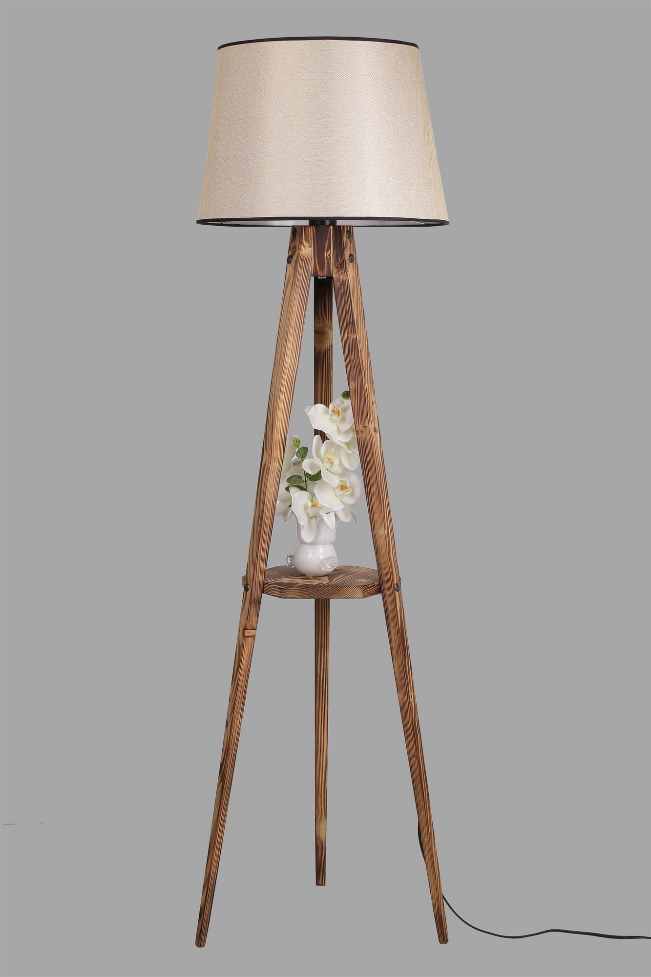 ASIR Stojacia lampa LAMBADER hnedá – Obrázok 2