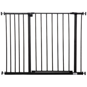PAWHUT Zábrana pre psov s bránkou 76-107 x 76 cm čierna