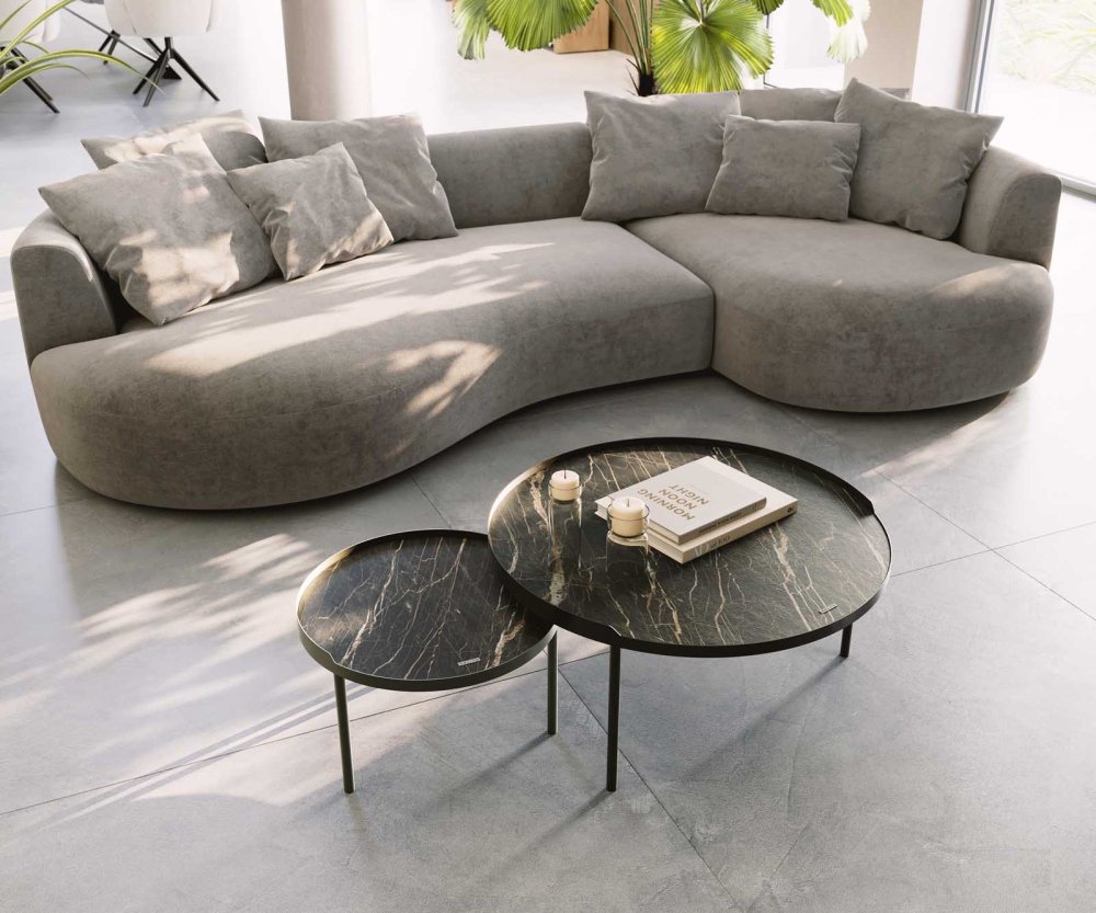 Konferenčný stolík Torell 80x80 cm keramika Laminam®Noir Desir hnedá – Obrázok 6