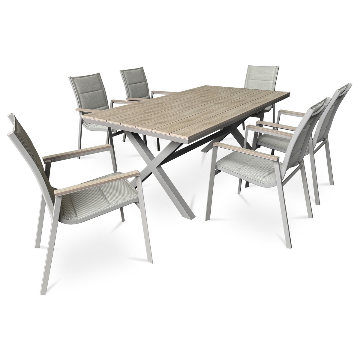 Autronic Záhradný stôl, hliník, polywood, béžová,AZT-S1510 OAK – Obrázok 5