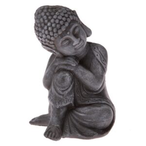 Betónová soška Budha, tm. šedá, 16 x 11 x 12 cm