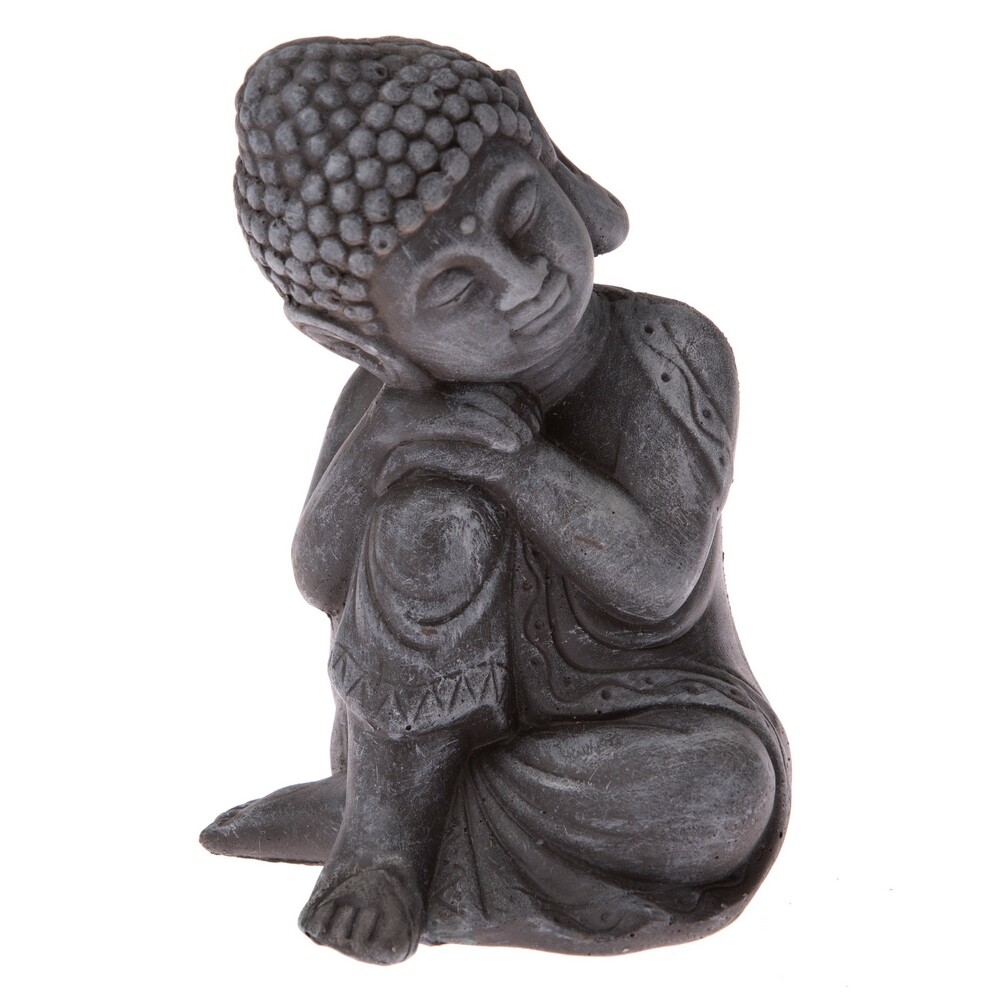Betónová soška Budha, tm. šedá, 16 x 11 x 12 cm