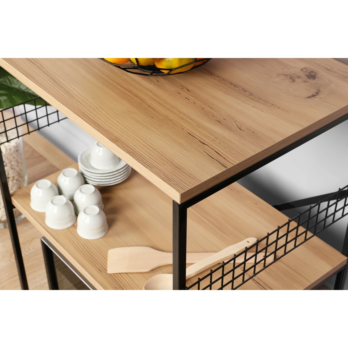 Kuchynská polica Anemon Atlantic Pine and Black – Obrázok 3