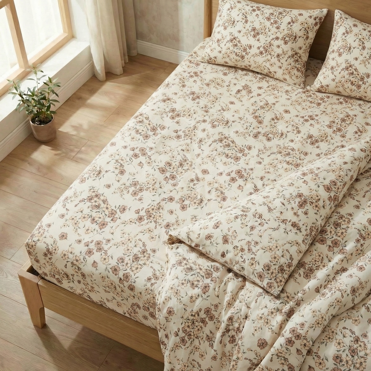 Kvalitex Bavlnené napínacie prestieradlo Kvítíbéžové, 100 x 200 cm, 100 x 200 cm – Obrázok 3