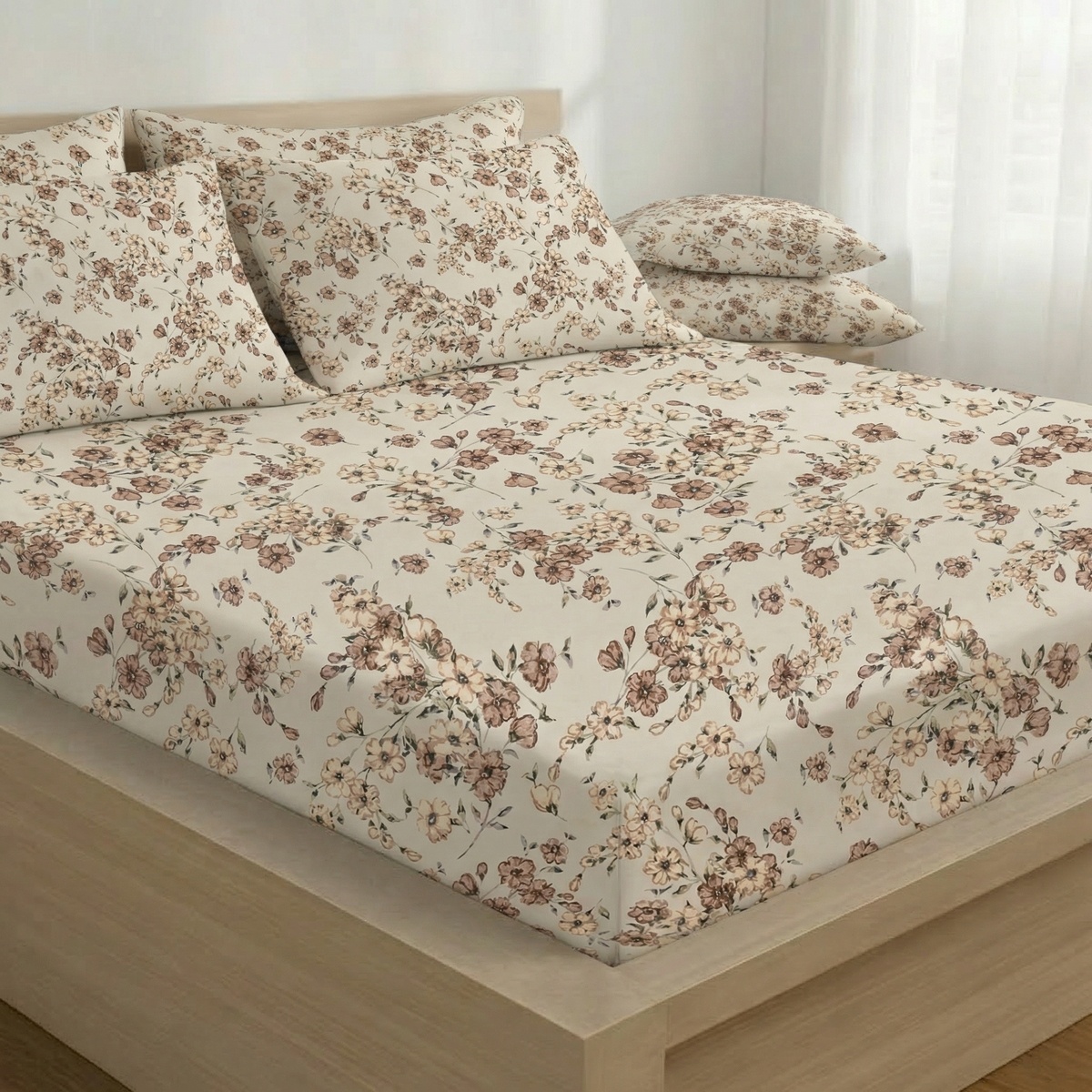 Kvalitex Bavlnené napínacie prestieradlo Kvítíbéžové, 120 x 200 cm, 120 x 200 cm – Obrázok 2