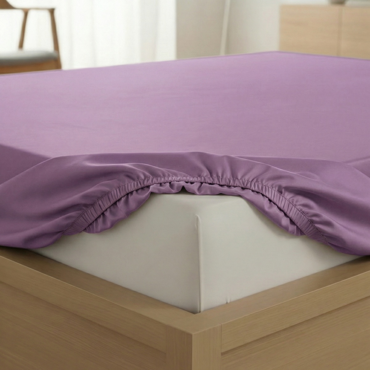 Kvalitex Saténové prestieradlo s gumou fialová, 180 x 200 cm – Obrázok 2