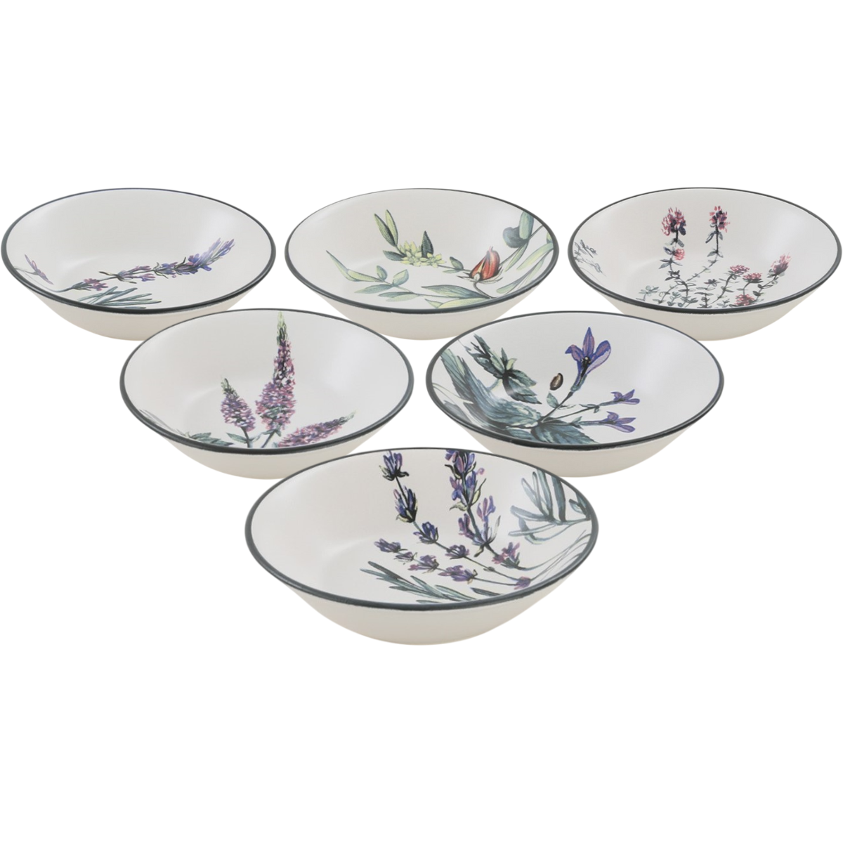Súprava 6 kameninových hlbokých tanierov Herbal 18 cm