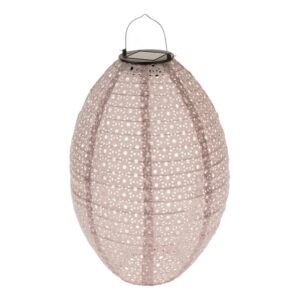Textilný vonkajší lampión so solárnym LED svetlom, 25 cm, hnedá