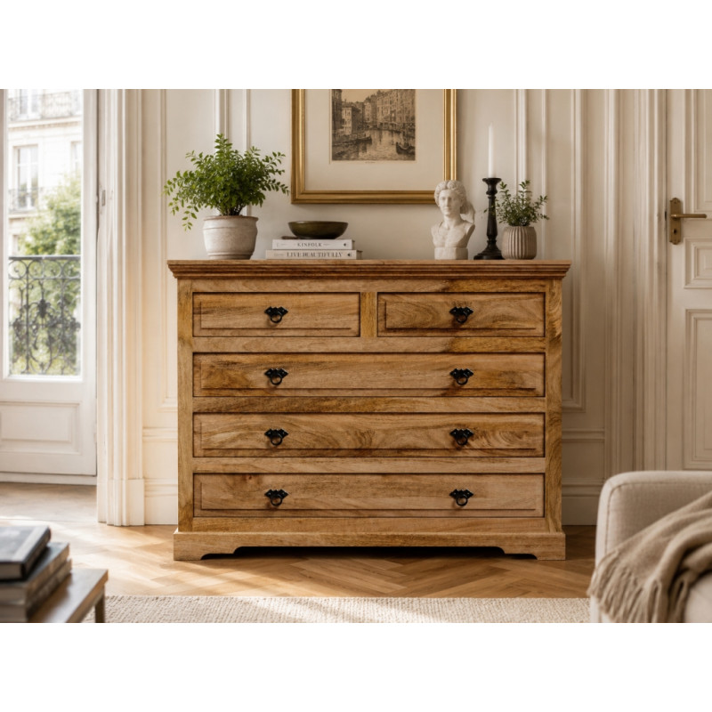 Komoda Guru 120x90x45 indický masív mango – Obrázok 4