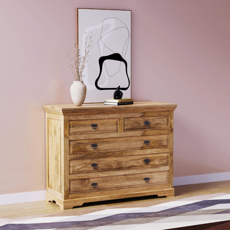 Komoda Guru 120x90x45 indický masív mango – Obrázok 5