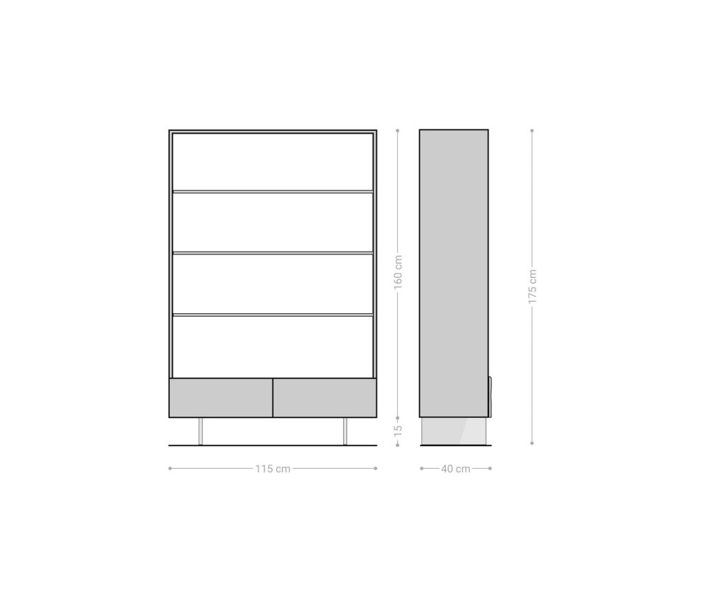 Policový systém New Live-Edge 115x150 cm akácia prírodná 2 zásuvky – Obrázok 5